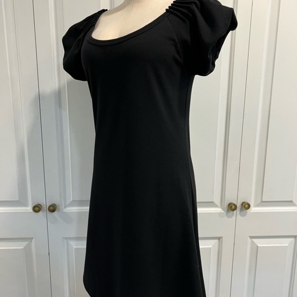 Bcbgmaxazria A Line Short Puffy Sleeves Black Mini Dress - Picture 5 of 12